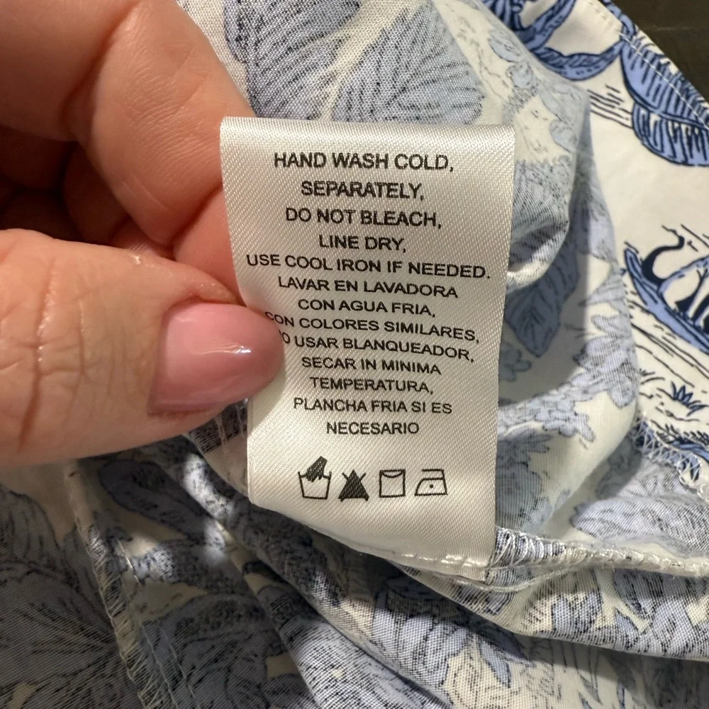 NWOT Joie White Blue Hawaiian Print Cap Sleeve Fit & Flare Midi Dress Sz 4 - Picture 14 of 14